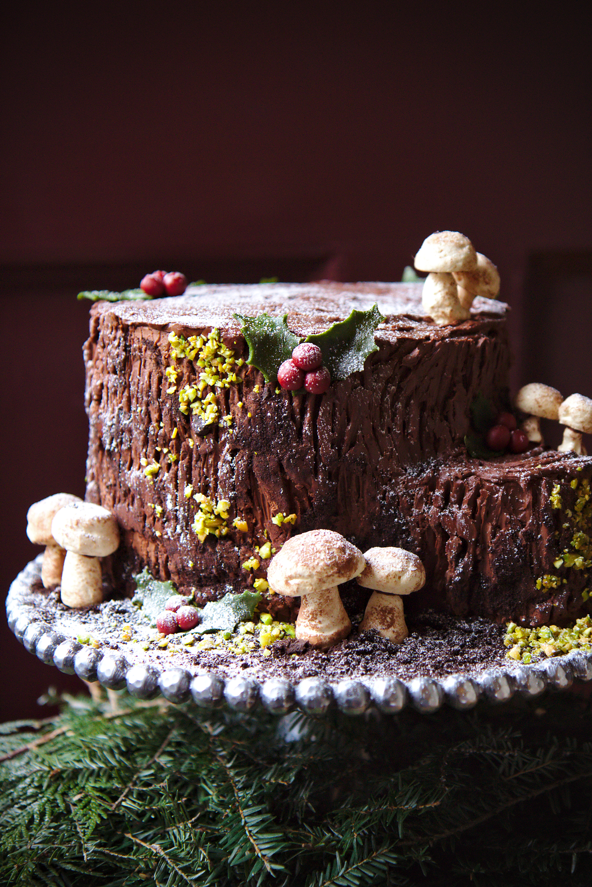 Woodland Christmas Yule Log Cake Recipe